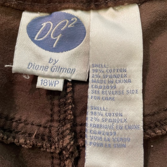 DG2  Diane Gilman Dark Brown Velvety Pants SZ 18W P - Picture 12 of 12